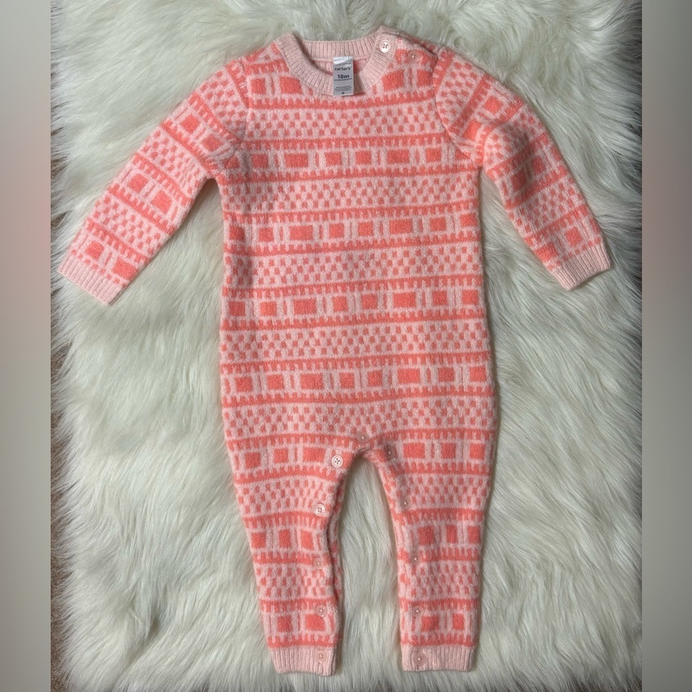 Carter’s Baby Girls Thick Sweater Knit Cozy Warm Jumpsuit